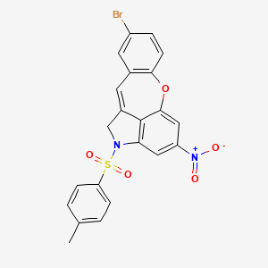 molecular formula C22H15BrN2O5S B11080637 9-Bromo-2-[(4-methylphenyl)sulfonyl]-4-nitro-1,2-dihydro[1]benzoxepino[4,3,2-cd]indole 