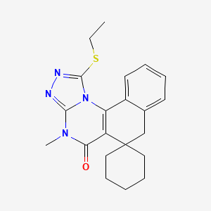 molecular formula C21H24N4OS B11080645 1-(Ethylthio)-4-methyl-4H-spiro[benzo[H][1,2,4]triazolo[4,3-A]quinazoline-6,1'-cyclohexan]-5(7H)-one 