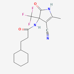 molecular formula C16H20F3N3O2 B11080648 N-[4-cyano-5-methyl-2-oxo-3-(trifluoromethyl)-2,3-dihydro-1H-pyrrol-3-yl]-3-cyclohexylpropanamide 