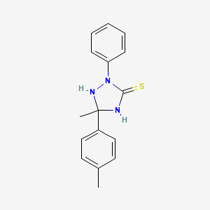 molecular formula C16H17N3S B11080669 5-Methyl-5-(4-methylphenyl)-2-phenyl-1,2,4-triazolidine-3-thione 