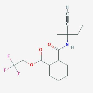 molecular formula C16H22F3NO3 B11080675 Cyclohexanecarboxylic acid, 2-(1-ethyl-1-methylprop-2-ynylcarbamoyl)-, 2,2,2-trifluoroethyl ester 