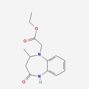 molecular formula C14H18N2O3 B11080693 (2-Methyl-4-oxo-2,3,4,5-tetrahydrobenzo[b][1,4]diazepin-1-yl)acetic acid, ethyl ester 