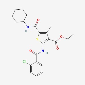 molecular formula C22H25ClN2O4S B11080716 Ethyl 2-{[(2-chlorophenyl)carbonyl]amino}-5-(cyclohexylcarbamoyl)-4-methylthiophene-3-carboxylate 