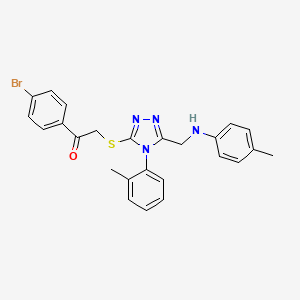 molecular formula C25H23BrN4OS B11080717 1-(4-bromophenyl)-2-{[4-(2-methylphenyl)-5-{[(4-methylphenyl)amino]methyl}-4H-1,2,4-triazol-3-yl]sulfanyl}ethanone 