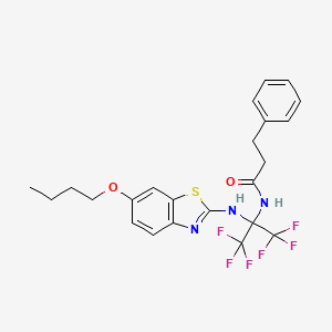 N-{2-[(6-butoxy-1,3-benzothiazol-2-yl)amino]-1,1,1,3,3,3-hexafluoropropan-2-yl}-3-phenylpropanamide