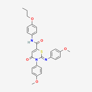 (2Z)-3-(4-methoxyphenyl)-2-[(4-methoxyphenyl)imino]-4-oxo-N-(4-propoxyphenyl)-3,4-dihydro-2H-1,3-thiazine-6-carboxamide