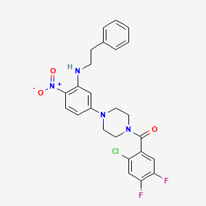 molecular formula C25H23ClF2N4O3 B11080759 (2-Chloro-4,5-difluorophenyl)(4-{4-nitro-3-[(2-phenylethyl)amino]phenyl}piperazin-1-yl)methanone 