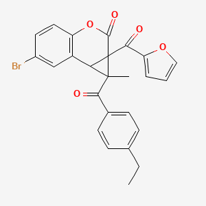 molecular formula C25H19BrO5 B11080773 6-bromo-1-[(4-ethylphenyl)carbonyl]-1a-(furan-2-ylcarbonyl)-1-methyl-1a,7b-dihydrocyclopropa[c]chromen-2(1H)-one 