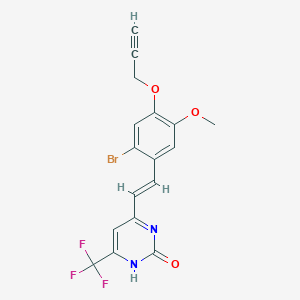 molecular formula C17H12BrF3N2O3 B11080811 4-{(E)-2-[2-bromo-5-methoxy-4-(prop-2-yn-1-yloxy)phenyl]ethenyl}-6-(trifluoromethyl)pyrimidin-2(1H)-one 