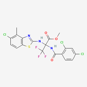 molecular formula C19H13Cl3F3N3O3S B11080854 Methyl 2-[(5-chloro-4-methyl-1,3-benzothiazol-2-yl)amino]-2-[(2,4-dichlorobenzoyl)amino]-3,3,3-trifluoropropanoate 