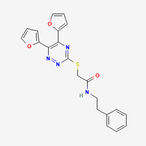 2-{[5,6-di(furan-2-yl)-1,2,4-triazin-3-yl]sulfanyl}-N-(2-phenylethyl)acetamide