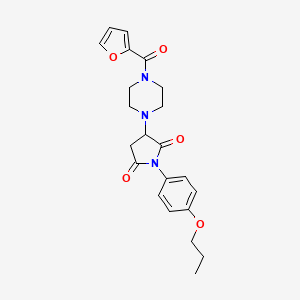 molecular formula C22H25N3O5 B11080879 3-[4-(Furan-2-carbonyl)piperazin-1-yl]-1-(4-propoxyphenyl)pyrrolidine-2,5-dione 