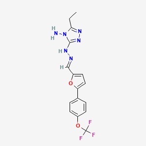 molecular formula C16H15F3N6O2 B11080887 [1,2,4]Triazole, 4-amino-3-ethyl-5-[N'-[5-(4-trifluoromethoxyphenyl)furan-2-ylmethylene]hydrazino]- 