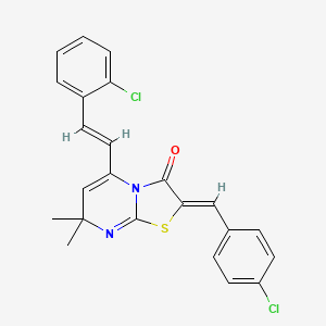 (2Z)-2-(4-chlorobenzylidene)-5-[(E)-2-(2-chlorophenyl)ethenyl]-7,7-dimethyl-7H-[1,3]thiazolo[3,2-a]pyrimidin-3(2H)-one