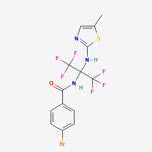 molecular formula C14H10BrF6N3OS B11080902 4-bromo-N-{1,1,1,3,3,3-hexafluoro-2-[(5-methyl-1,3-thiazol-2-yl)amino]propan-2-yl}benzamide 