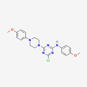 molecular formula C21H23ClN6O2 B11080919 4-chloro-N-(4-methoxyphenyl)-6-[4-(4-methoxyphenyl)piperazin-1-yl]-1,3,5-triazin-2-amine 