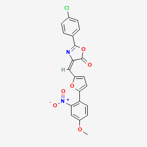 (4E)-2-(4-chlorophenyl)-4-{[5-(4-methoxy-2-nitrophenyl)furan-2-yl]methylidene}-1,3-oxazol-5(4H)-one