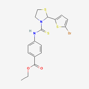 molecular formula C17H17BrN2O2S3 B11080944 Ethyl 4-({[2-(5-bromothiophen-2-yl)-1,3-thiazolidin-3-yl]carbonothioyl}amino)benzoate 