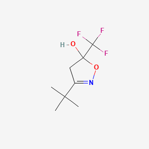 molecular formula C8H12F3NO2 B11080989 3-tert-Butyl-5-trifluoromethyl-4,5-dihydro-isoxazol-5-ol 