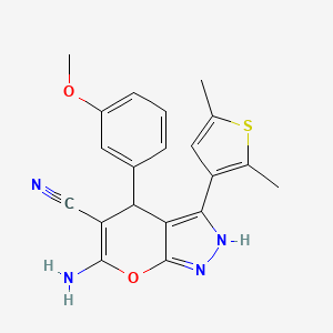 6-Amino-3-(2,5-dimethylthiophen-3-yl)-4-(3-methoxyphenyl)-1,4-dihydropyrano[2,3-c]pyrazole-5-carbonitrile