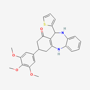 11-(thiophen-2-yl)-3-(3,4,5-trimethoxyphenyl)-2,3,4,5,10,11-hexahydro-1H-dibenzo[b,e][1,4]diazepin-1-one