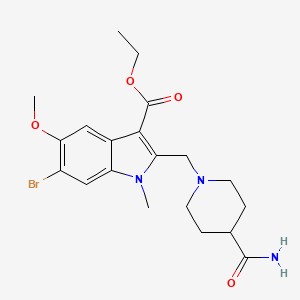 molecular formula C20H26BrN3O4 B11081091 ethyl 6-bromo-2-[(4-carbamoylpiperidin-1-yl)methyl]-5-methoxy-1-methyl-1H-indole-3-carboxylate 