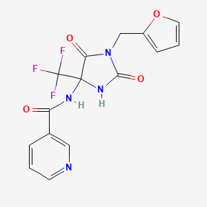 N-[1-(furan-2-ylmethyl)-2,5-dioxo-4-(trifluoromethyl)imidazolidin-4-yl]pyridine-3-carboxamide