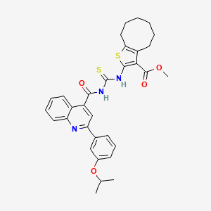 Methyl 2-{[({2-[3-(propan-2-yloxy)phenyl]quinolin-4-yl}carbonyl)carbamothioyl]amino}-4,5,6,7,8,9-hexahydrocycloocta[b]thiophene-3-carboxylate