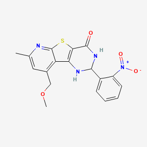 13-(methoxymethyl)-11-methyl-4-(2-nitrophenyl)-8-thia-3,5,10-triazatricyclo[7.4.0.02,7]trideca-1(13),2(7),9,11-tetraen-6-one