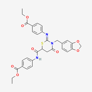 ethyl 4-{[(2Z)-3-(1,3-benzodioxol-5-ylmethyl)-6-{[4-(ethoxycarbonyl)phenyl]carbamoyl}-4-oxo-1,3-thiazinan-2-ylidene]amino}benzoate