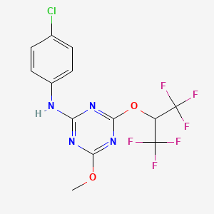 N-(4-chlorophenyl)-4-[(1,1,1,3,3,3-hexafluoropropan-2-yl)oxy]-6-methoxy-1,3,5-triazin-2-amine