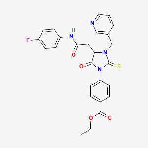 Ethyl 4-[4-{2-[(4-fluorophenyl)amino]-2-oxoethyl}-5-oxo-3-(pyridin-3-ylmethyl)-2-thioxoimidazolidin-1-yl]benzoate