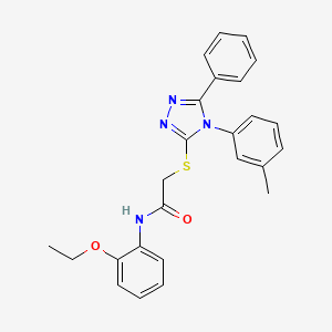 molecular formula C25H24N4O2S B11081180 N-(2-ethoxyphenyl)-2-{[4-(3-methylphenyl)-5-phenyl-4H-1,2,4-triazol-3-yl]sulfanyl}acetamide 