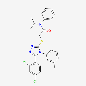 molecular formula C26H24Cl2N4OS B11081187 2-{[5-(2,4-dichlorophenyl)-4-(3-methylphenyl)-4H-1,2,4-triazol-3-yl]sulfanyl}-N-phenyl-N-(propan-2-yl)acetamide 