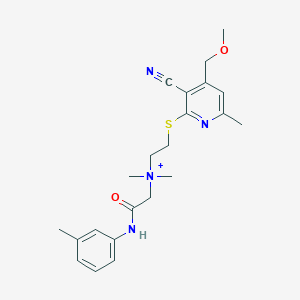 molecular formula C22H29N4O2S+ B11081192 N-(2-{[3-cyano-4-(methoxymethyl)-6-methylpyridin-2-yl]sulfanyl}ethyl)-N,N-dimethyl-2-[(3-methylphenyl)amino]-2-oxoethanaminium CAS No. 1031262-87-9