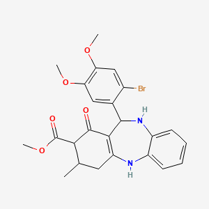 molecular formula C24H25BrN2O5 B11081195 methyl 11-(2-bromo-4,5-dimethoxyphenyl)-3-methyl-1-oxo-2,3,4,5,10,11-hexahydro-1H-dibenzo[b,e][1,4]diazepine-2-carboxylate 