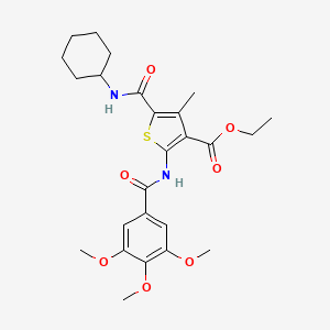 molecular formula C25H32N2O7S B11081218 Ethyl 5-(cyclohexylcarbamoyl)-4-methyl-2-{[(3,4,5-trimethoxyphenyl)carbonyl]amino}thiophene-3-carboxylate 