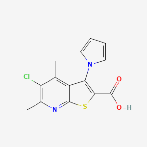 molecular formula C14H11ClN2O2S B11081224 5-chloro-4,6-dimethyl-3-(1H-pyrrol-1-yl)thieno[2,3-b]pyridine-2-carboxylic acid 