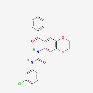 molecular formula C23H19ClN2O4 B11081248 1-(3-Chlorophenyl)-3-{7-[(4-methylphenyl)carbonyl]-2,3-dihydro-1,4-benzodioxin-6-yl}urea 