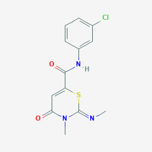 molecular formula C13H12ClN3O2S B11081262 (2Z)-N-(3-chlorophenyl)-3-methyl-2-(methylimino)-4-oxo-3,4-dihydro-2H-1,3-thiazine-6-carboxamide 