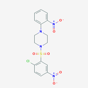 molecular formula C16H15ClN4O6S B11081272 1-[(2-Chloro-5-nitrophenyl)sulfonyl]-4-(2-nitrophenyl)piperazine 