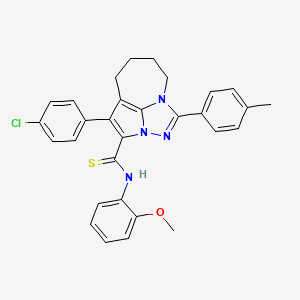 molecular formula C30H27ClN4OS B11081285 4-(4-chlorophenyl)-N-(2-methoxyphenyl)-1-(4-methylphenyl)-5,6,7,8-tetrahydro-2,2a,8a-triazacyclopenta[cd]azulene-3-carbothioamide 