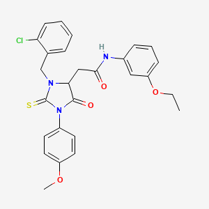 2-[3-(2-chlorobenzyl)-1-(4-methoxyphenyl)-5-oxo-2-thioxoimidazolidin-4-yl]-N-(3-ethoxyphenyl)acetamide