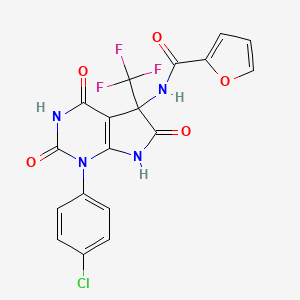 N-[1-(4-chlorophenyl)-2,4,6-trioxo-5-(trifluoromethyl)-2,3,4,5,6,7-hexahydro-1H-pyrrolo[2,3-d]pyrimidin-5-yl]furan-2-carboxamide