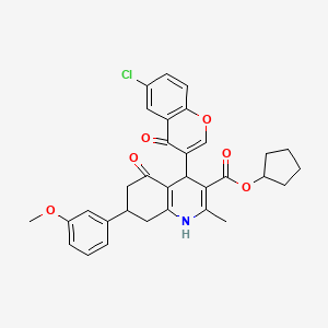 cyclopentyl 4-(6-chloro-4-oxo-4H-chromen-3-yl)-7-(3-methoxyphenyl)-2-methyl-5-oxo-1,4,5,6,7,8-hexahydroquinoline-3-carboxylate