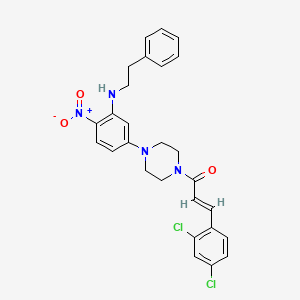 (2E)-3-(2,4-dichlorophenyl)-1-(4-{4-nitro-3-[(2-phenylethyl)amino]phenyl}piperazin-1-yl)prop-2-en-1-one