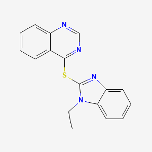 molecular formula C17H14N4S B11081344 4-(1-Ethylbenzimidazol-2-ylthio)quinazoline 