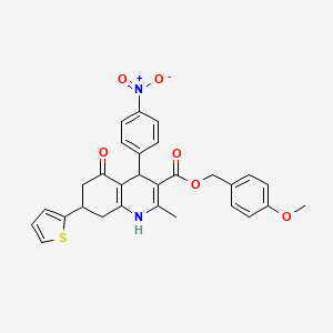 4-Methoxybenzyl 2-methyl-4-(4-nitrophenyl)-5-oxo-7-(thiophen-2-yl)-1,4,5,6,7,8-hexahydroquinoline-3-carboxylate