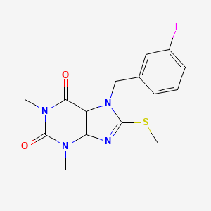 molecular formula C16H17IN4O2S B11081395 8-(ethylsulfanyl)-7-(3-iodobenzyl)-1,3-dimethyl-3,7-dihydro-1H-purine-2,6-dione CAS No. 681835-32-5