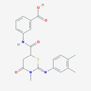 3-[({(2Z)-2-[(3,4-dimethylphenyl)imino]-3-methyl-4-oxo-1,3-thiazinan-6-yl}carbonyl)amino]benzoic acid